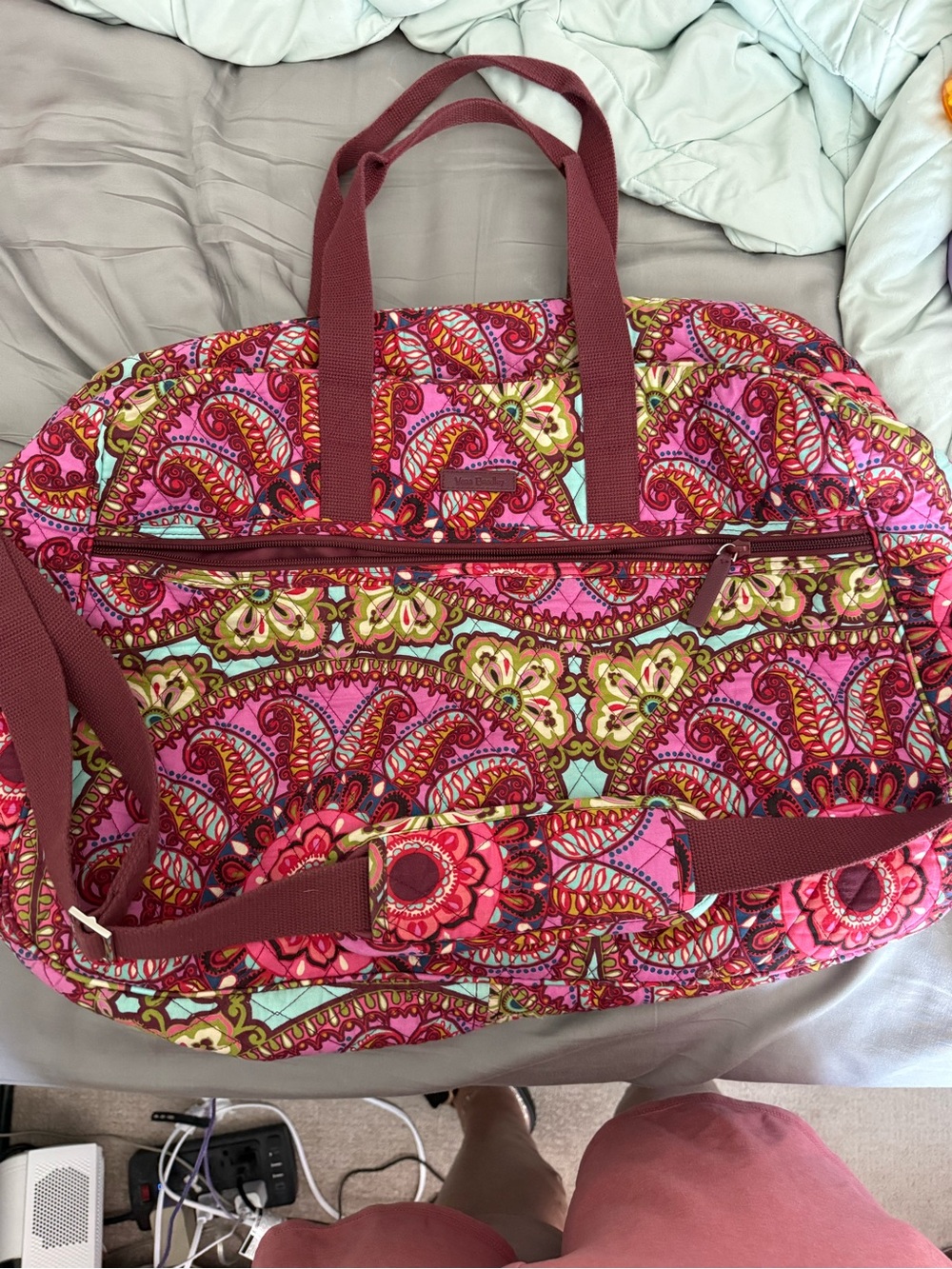 Vera Bradley Pink Paisley Quilted Travel Duffel